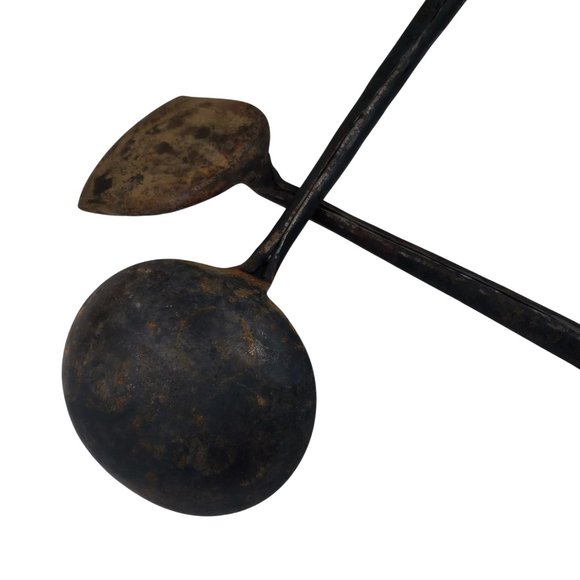 Primitive Hand Forged Ladle and Spatula Rustic Cooking Set Metal Wooden Handles - Picture 6 of 6
